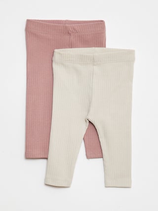 Lote de Leggings caneladas compridas - 2 peças