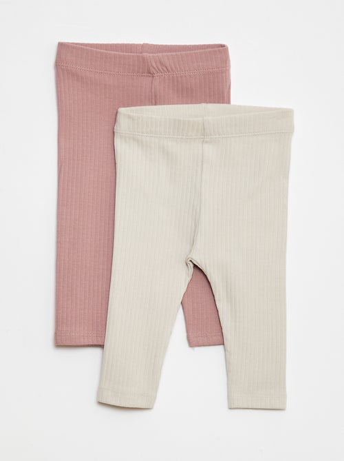 Lote de Leggings caneladas compridas - 2 peças - Kiabi