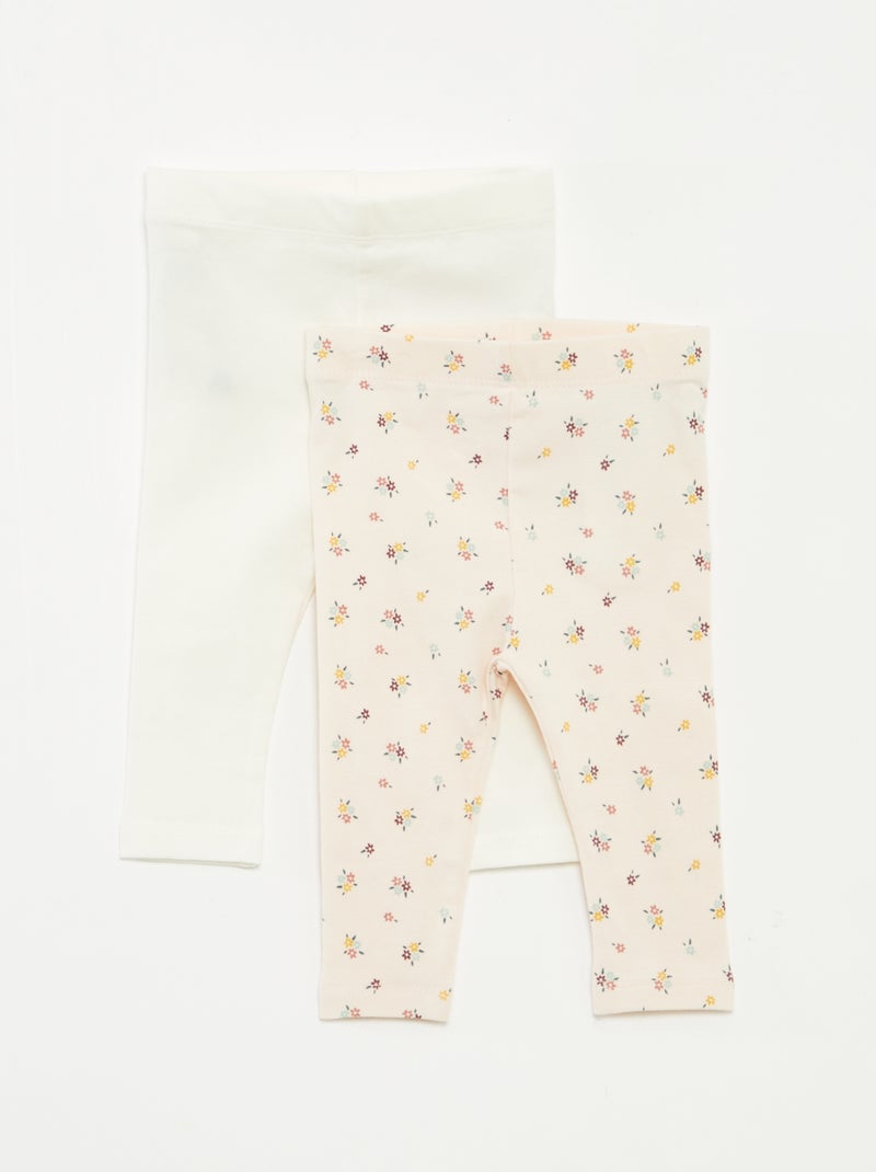 Lote de leggings compridos 1 estampado all-over / 1 cor lisa Branco - Kiabi