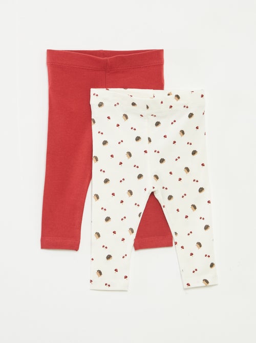 Lote de leggings compridos 1 estampado all-over / 1 cor lisa - Kiabi