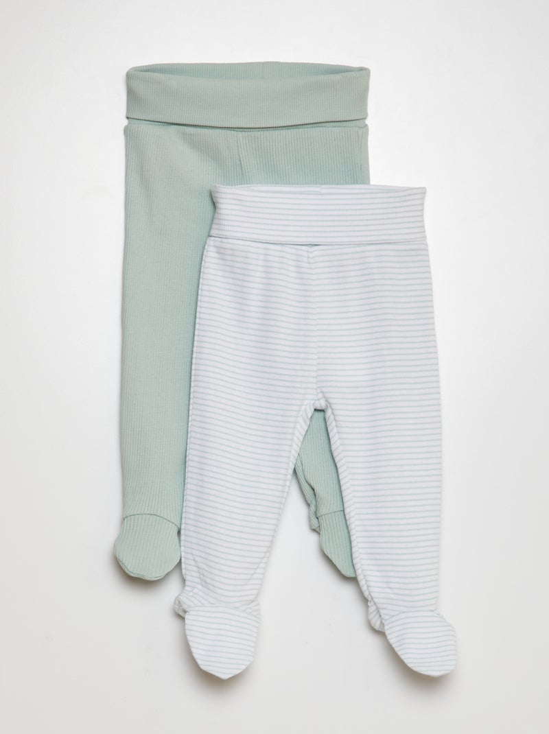 Lote de leggings em algodão  - 2 peças AZUL - Kiabi