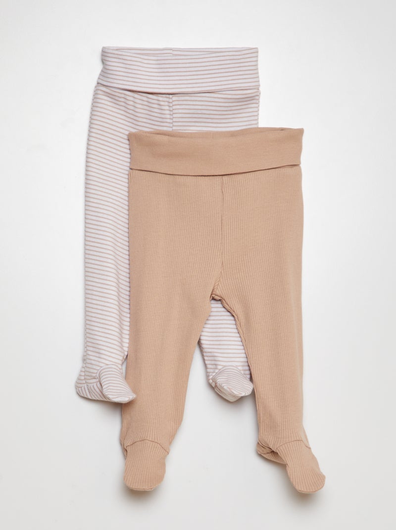 Lote de leggings em algodão  - 2 peças CASTANHO - Kiabi