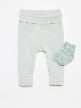 Lote de leggings nervuradas + meias - 2 peças