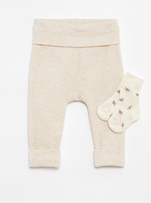 Lote de leggings nervuradas + meias - 2 peças - Kiabi