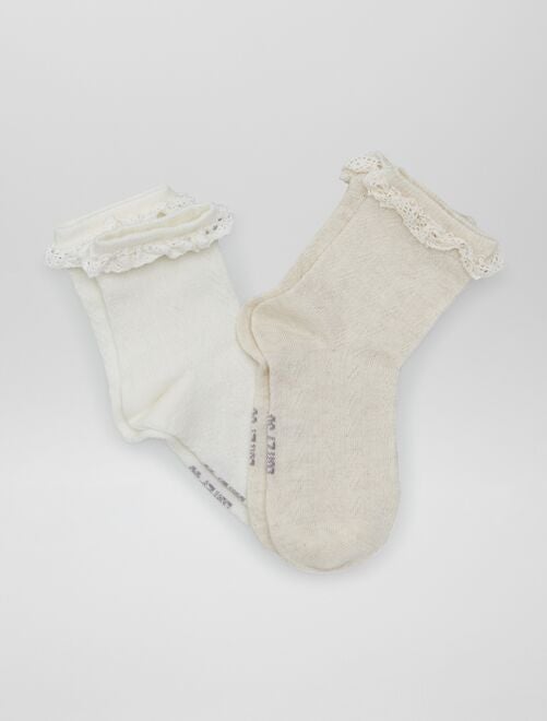 Lote de meias com folhos  - 2 pares - Kiabi