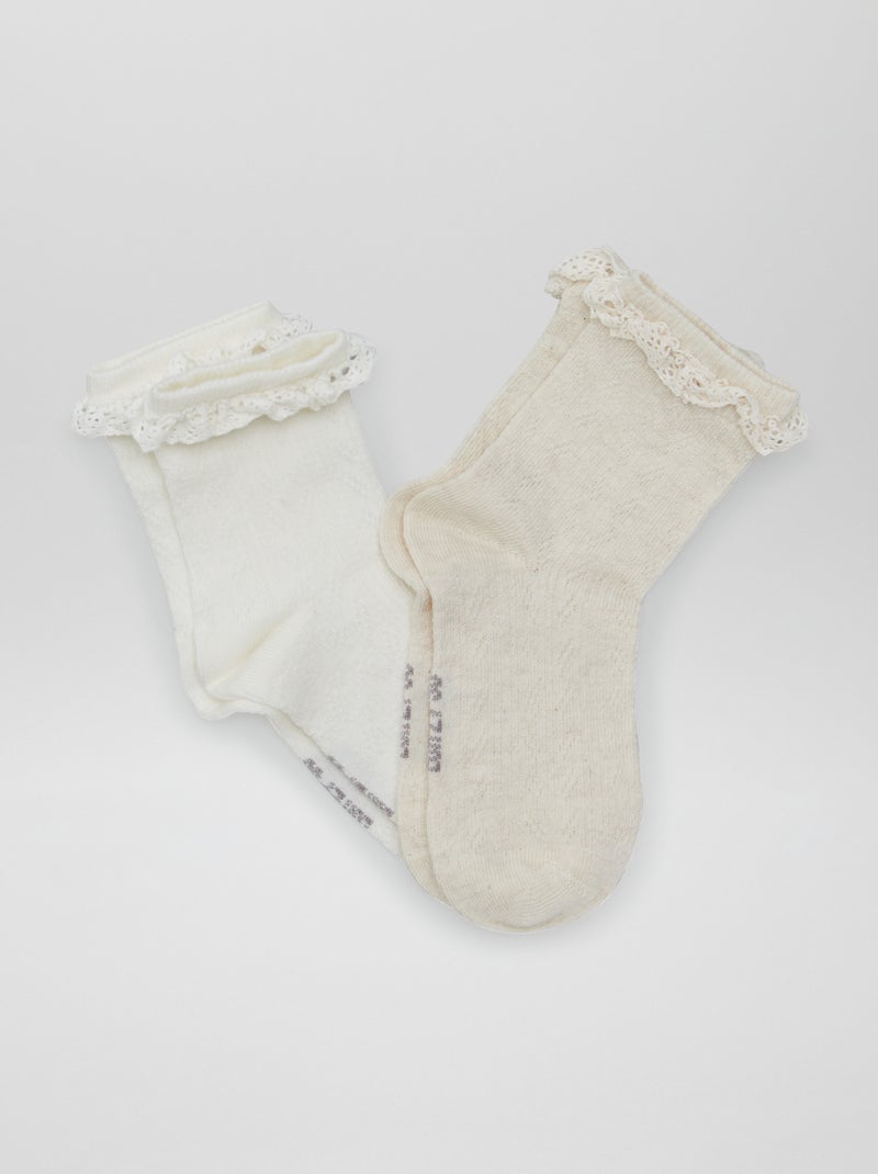 Lote de meias com folhos  - 2 pares BEGE - Kiabi