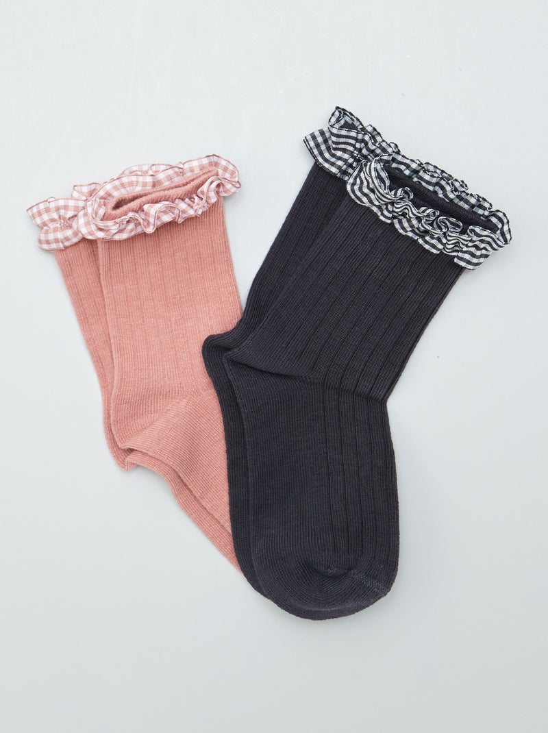 Lote de meias com folhos  - 2 pares ROSA - Kiabi