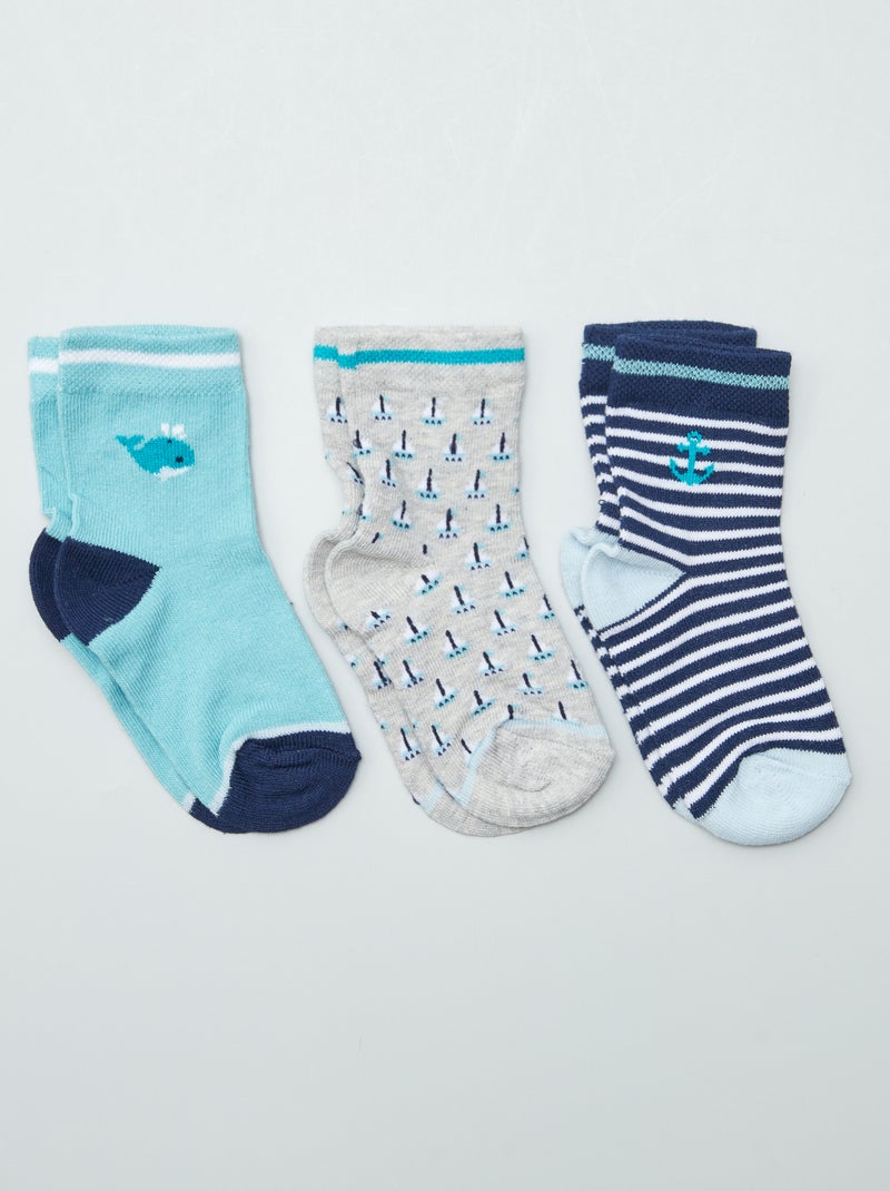 Lote de meias estampadas AZUL - Kiabi