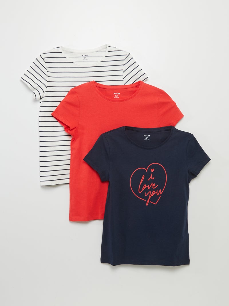 Lote de t-shirts estampadas - 3 peças AZUL - Kiabi