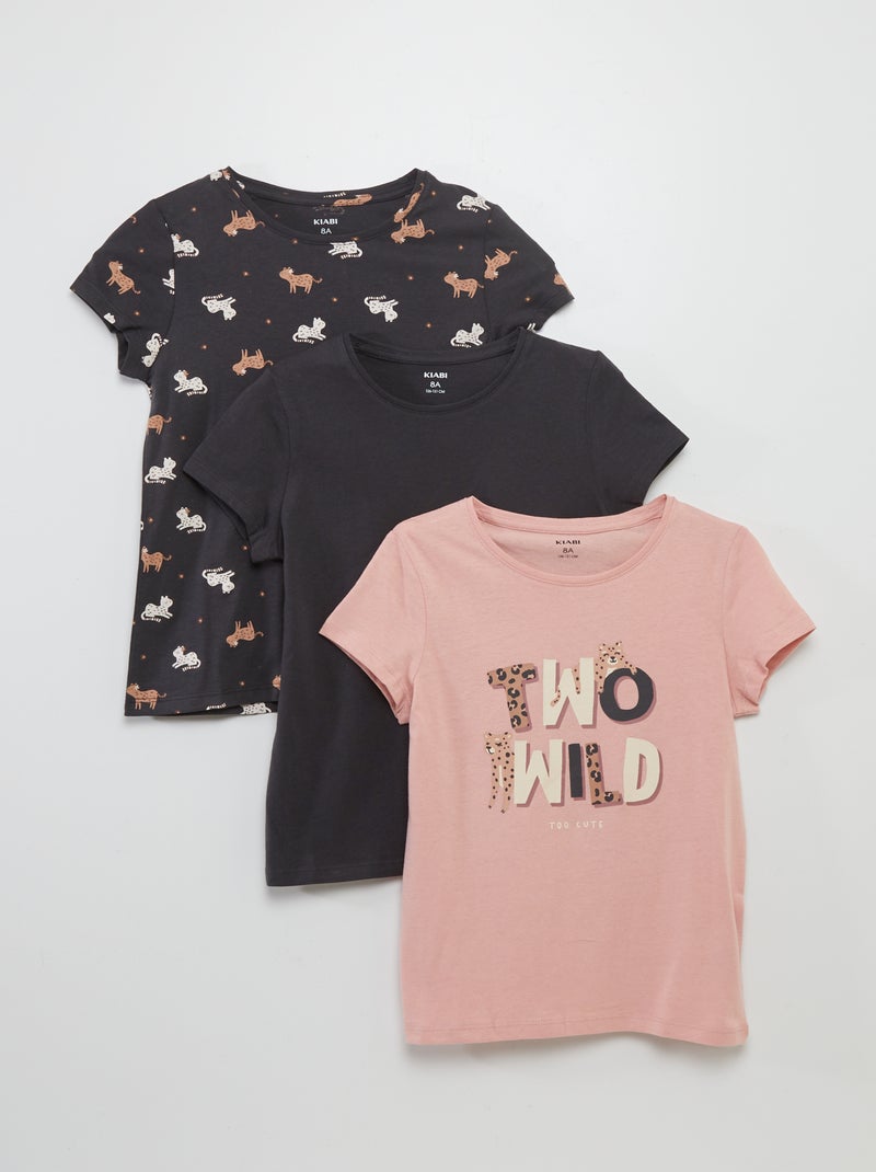 Lote de t-shirts estampadas - 3 peças ROSA - Kiabi