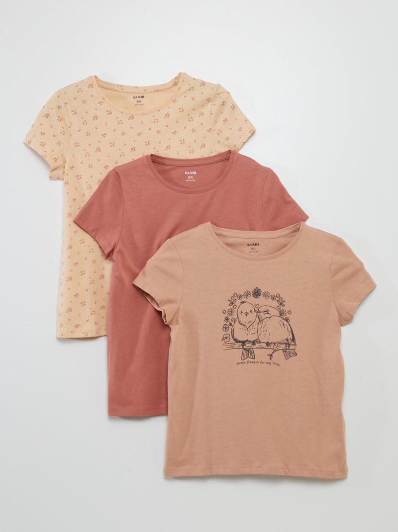 Lote de t-shirts estampadas - 3 peças ROSA - Kiabi