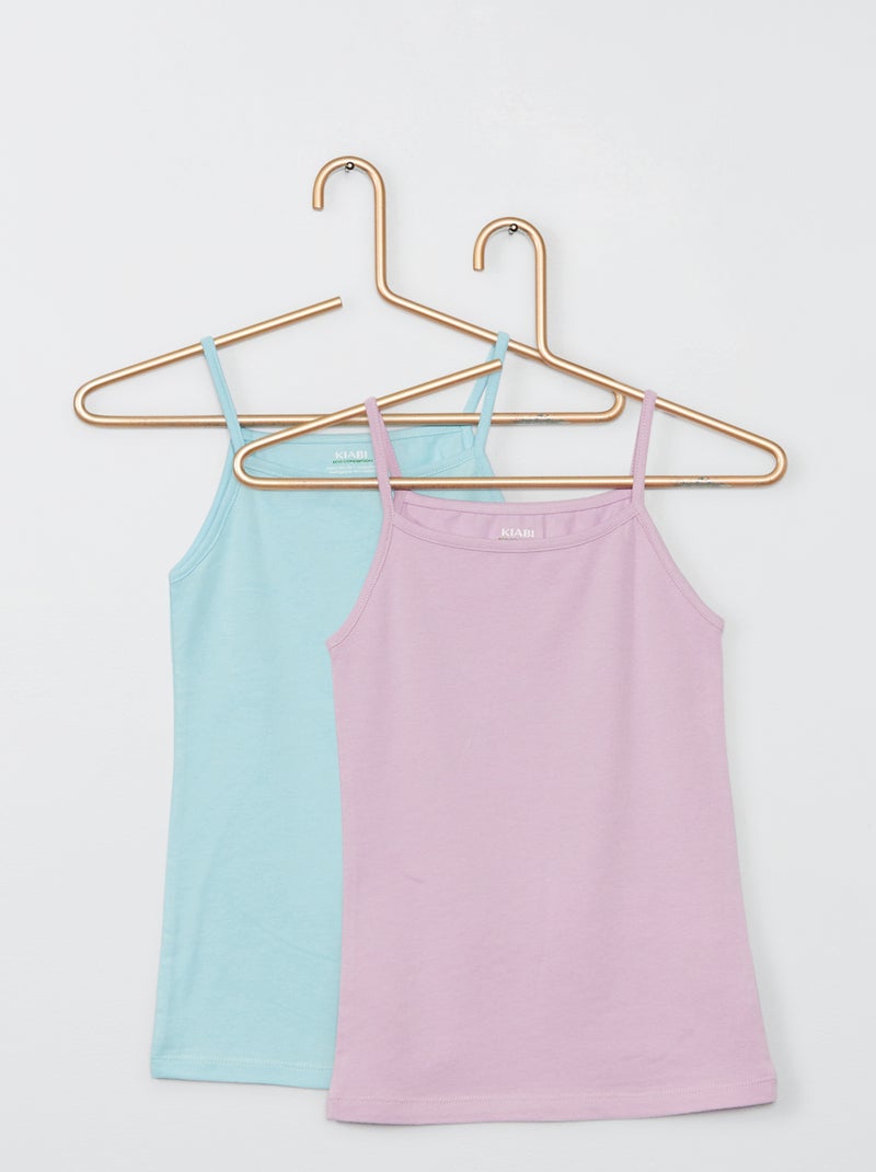 Lote de tops lisos em jersey AZUL - Kiabi