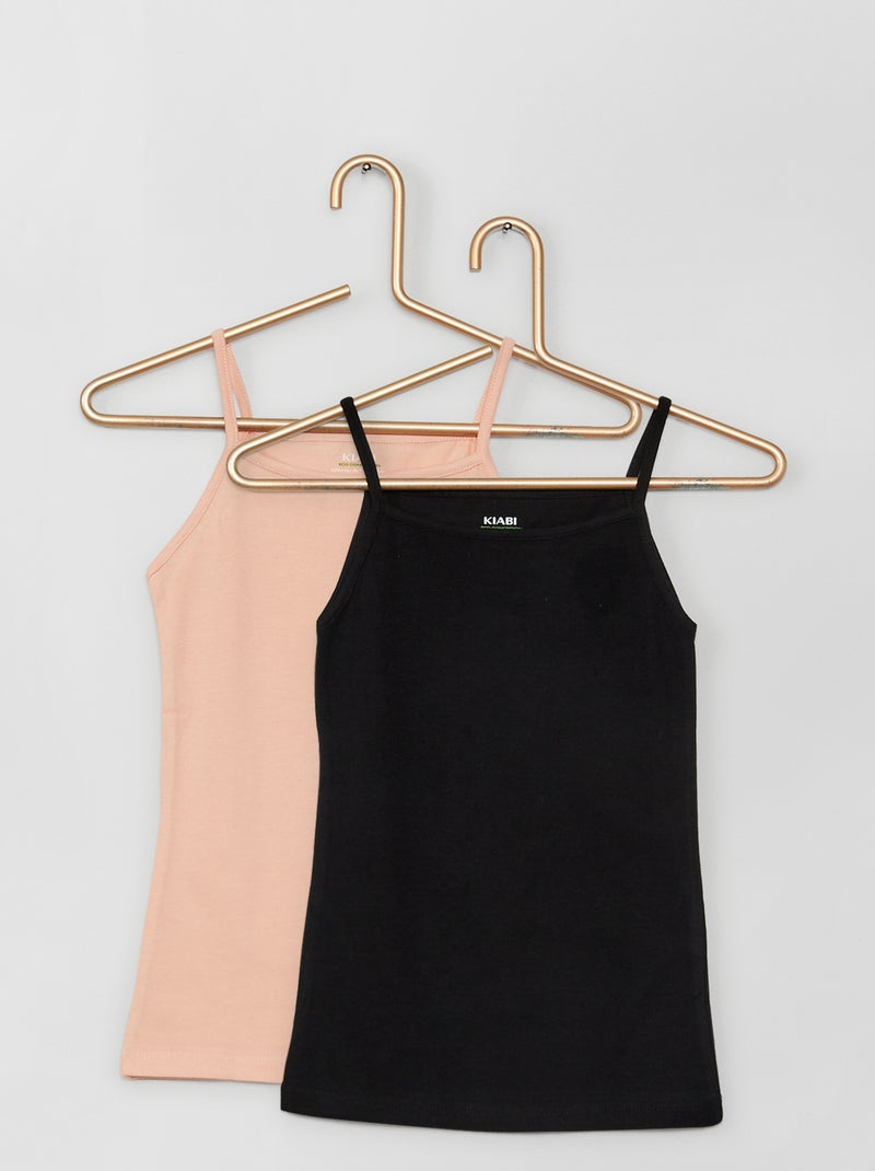 Lote de tops lisos em jersey PRETO - Kiabi