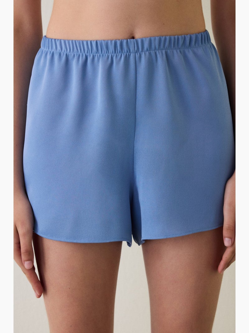 Luna short de pijama em cetim com renda penti Azul-céu - Kiabi