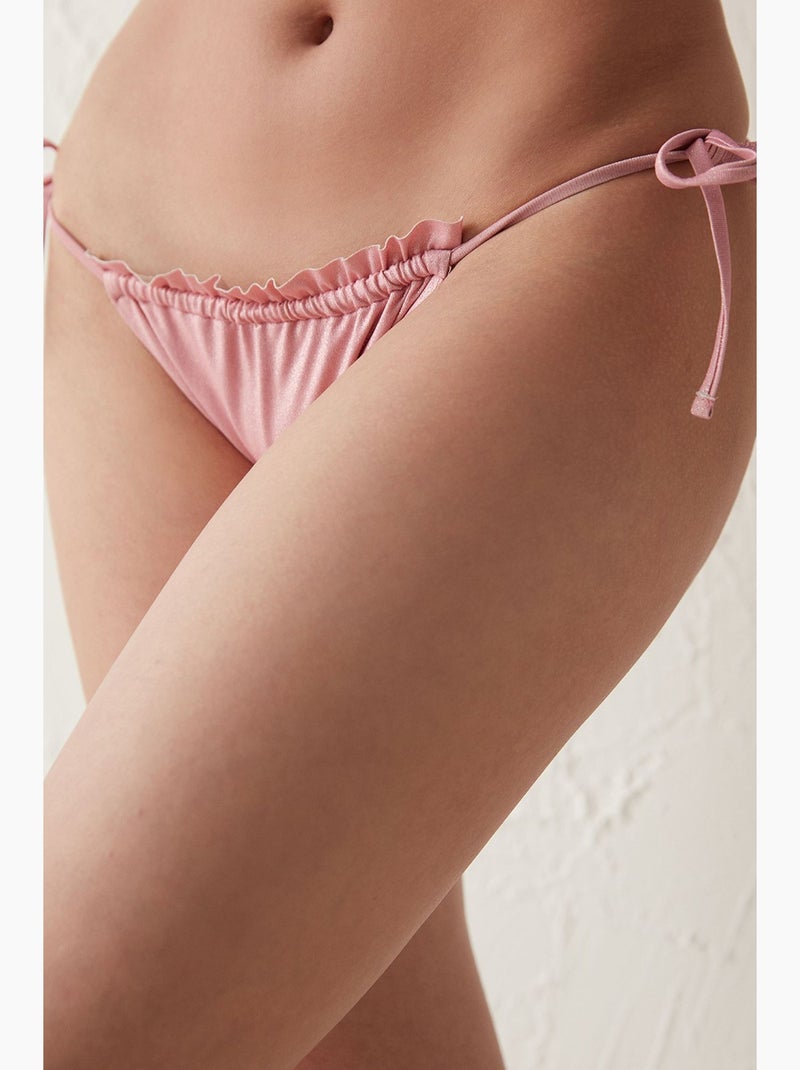 Lupine cueca de biquíni com folho e atar penti Rosa doce - Kiabi