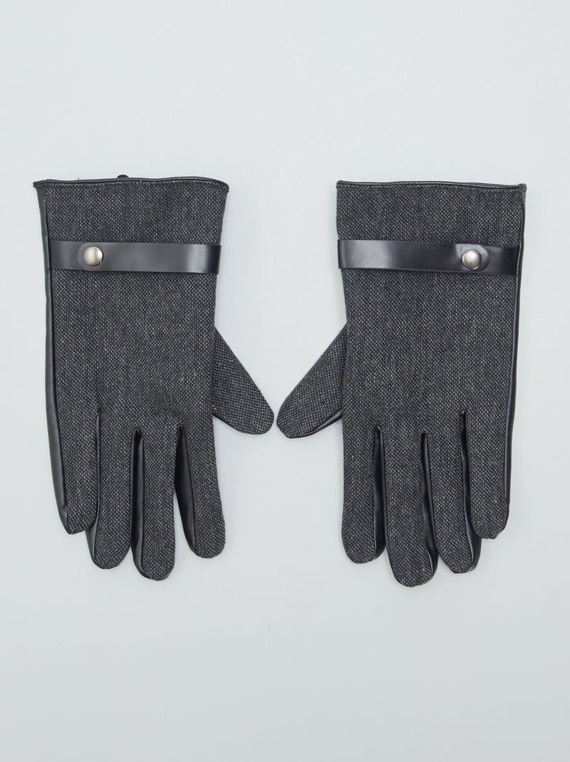 Luvas bi-matéria forradas em polar PRETO - Kiabi