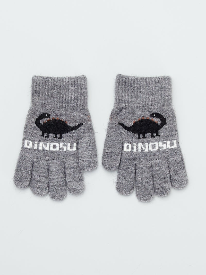 Luvas com estampado 'Dinossauros' Cinza - Kiabi
