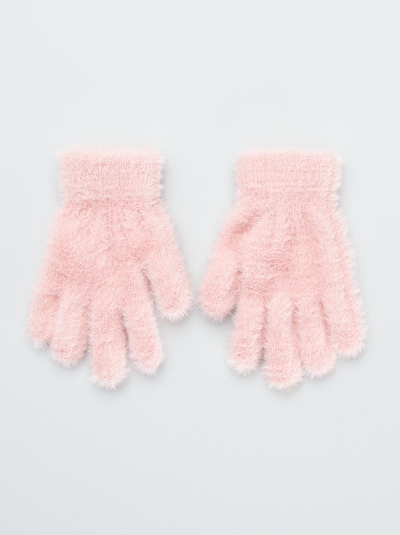 Luvas de malha peluche ROSA - Kiabi