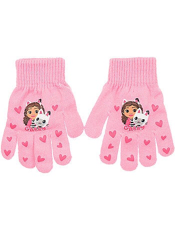 Luvas rosa menina gabby's dollhouse - licença oficial