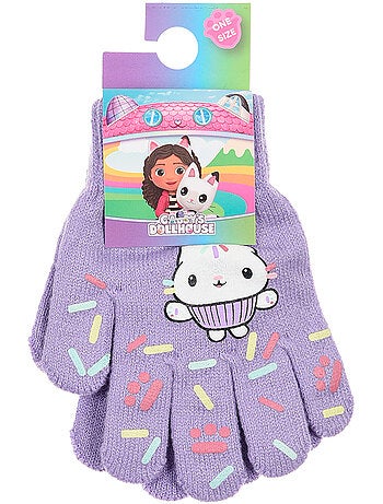 Luvas roxo menina gabby's dollhouse - licença oficial