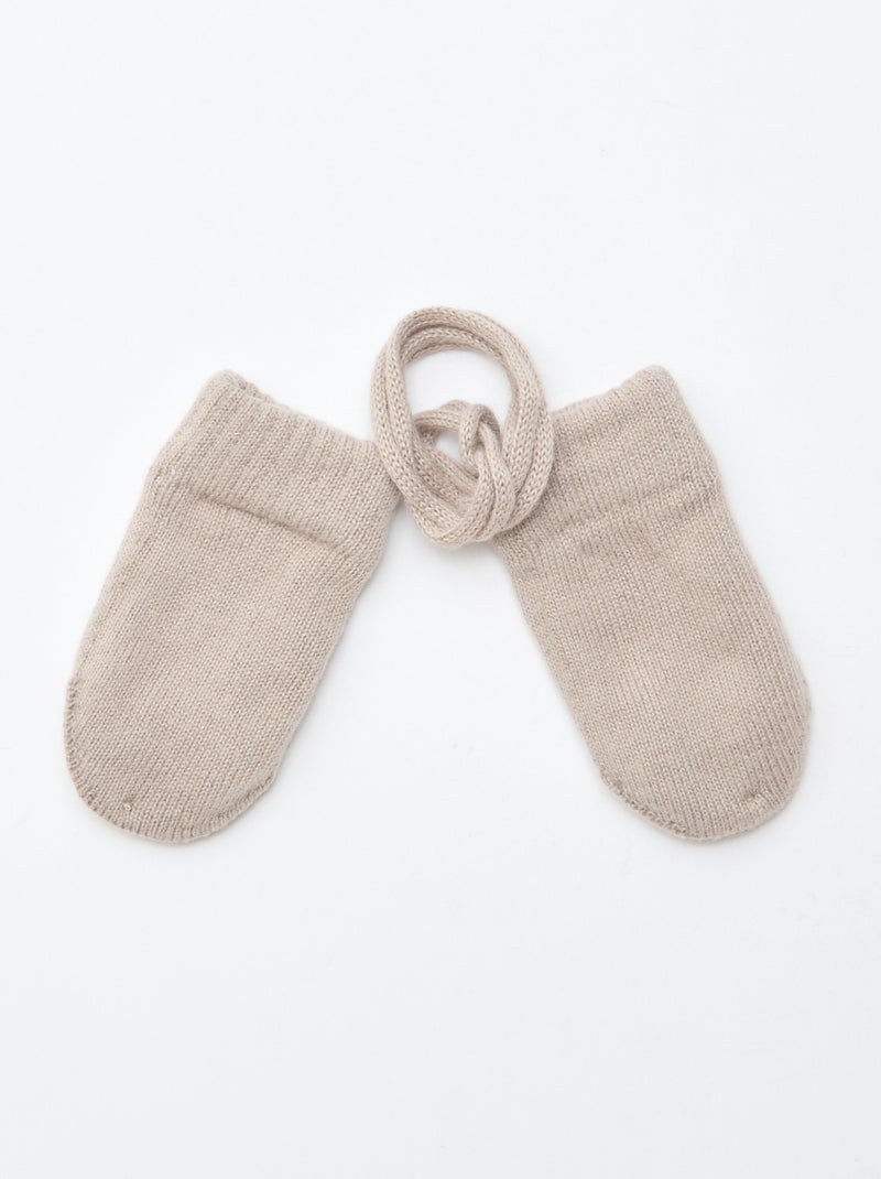 Luvas sem dedos polares em malha Bege - Kiabi