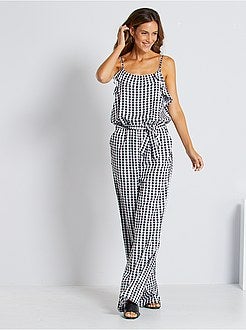 Macacão aos quadrados vichy - Kiabi