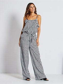 Macacão aos quadrados vichy - Kiabi