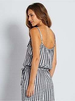 Macacão aos quadrados vichy - Kiabi