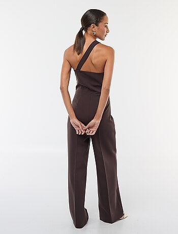 Macacão calça com alça assimétrica e detalhes