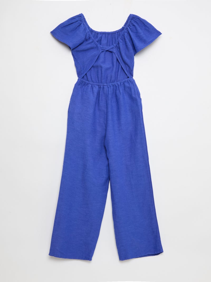 Macacão calça comprida e larga com mangas curtas Azul - Kiabi
