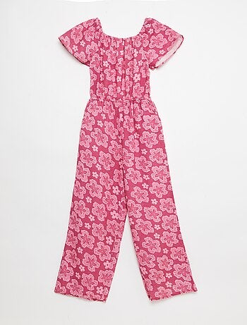 Macacão calça comprida e larga com mangas curtas