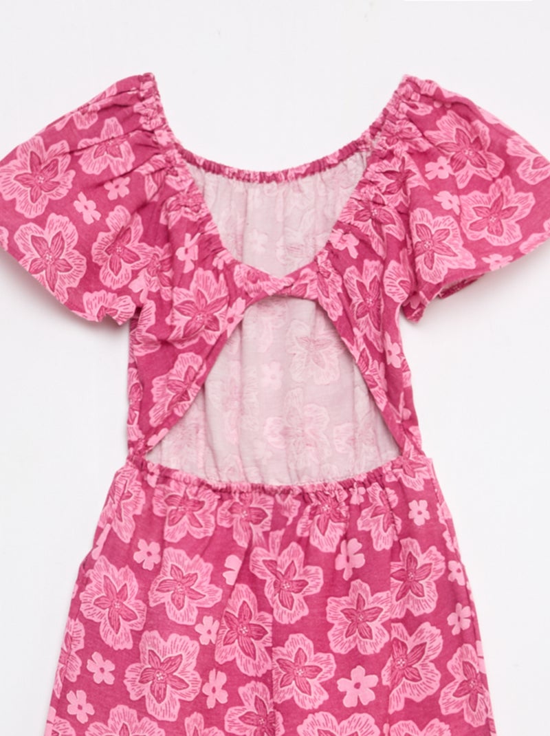 Macacão calça comprida e larga com mangas curtas Rosa - Kiabi
