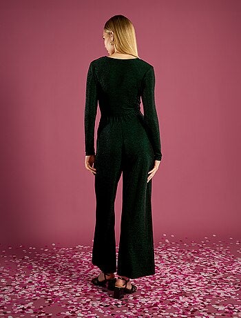 Macacão calça comprida larga malha beijo