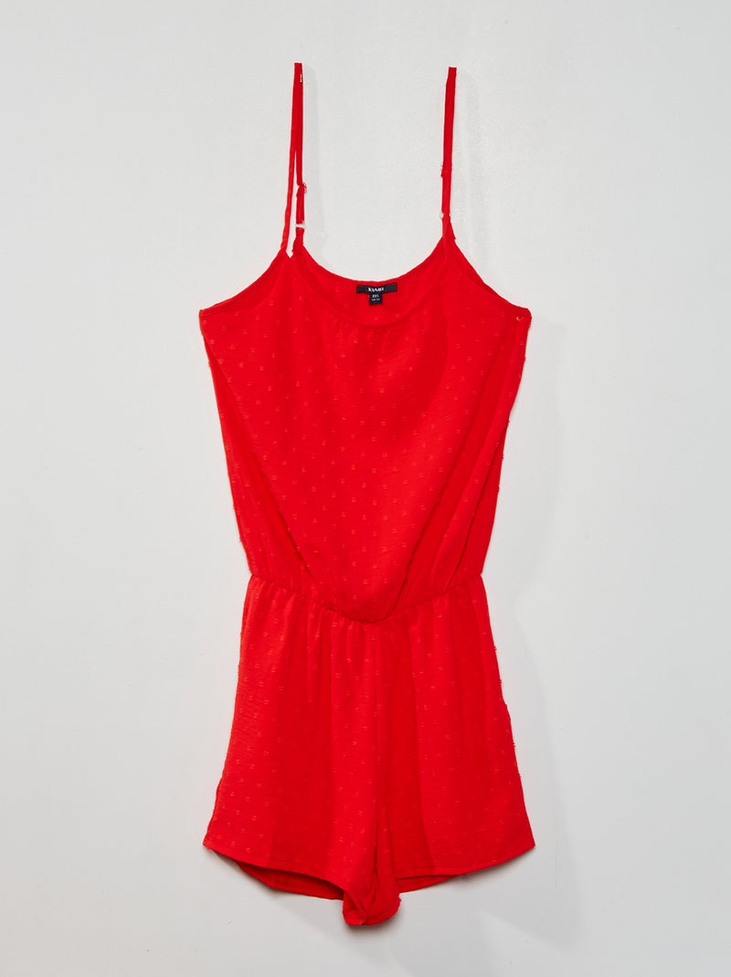 Macacão-calção com alças Vermelho - Kiabi