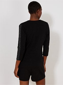 Macacão-calção com faixas brilhantes - Kiabi