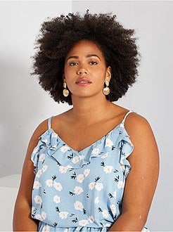 Macacão-calção com folho estampado 'flores' - Kiabi