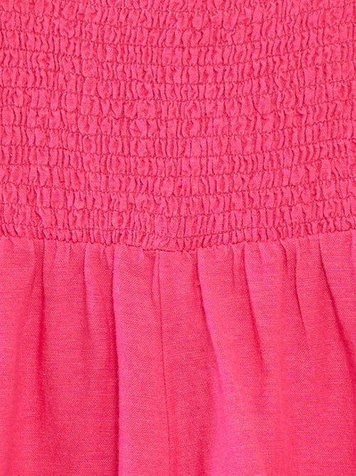 Macacão-calção com folhos de linho misturado - Kiabi