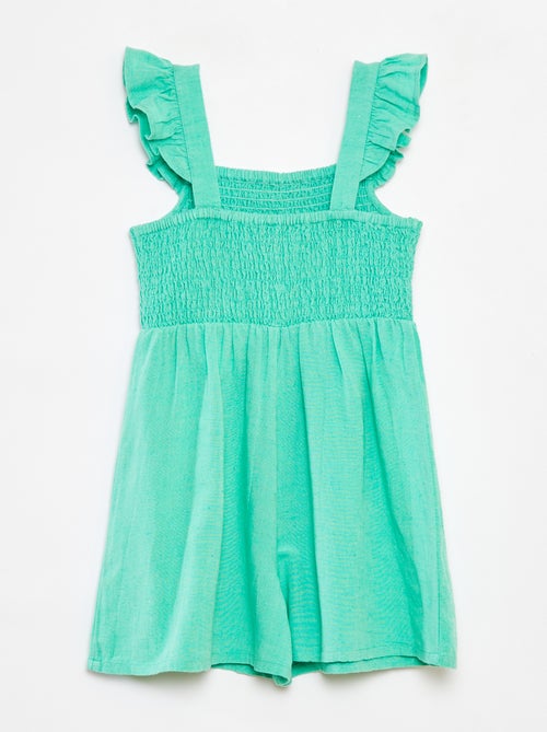 Macacão-calção com folhos de linho misturado - Kiabi