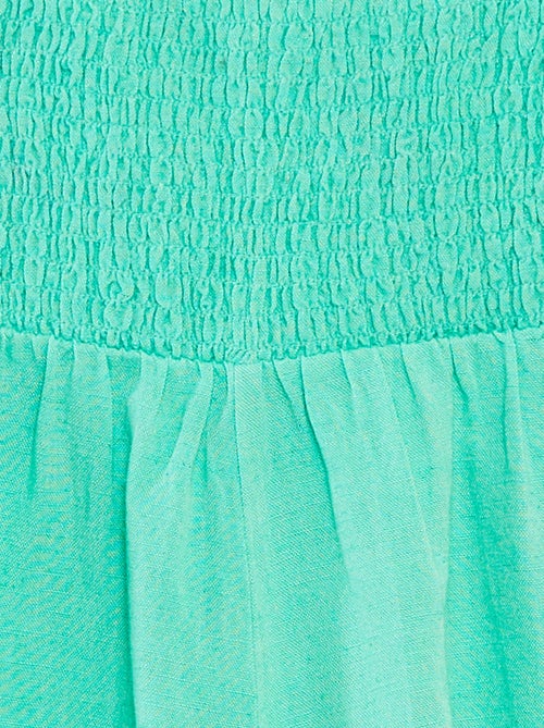 Macacão-calção com folhos de linho misturado - Kiabi