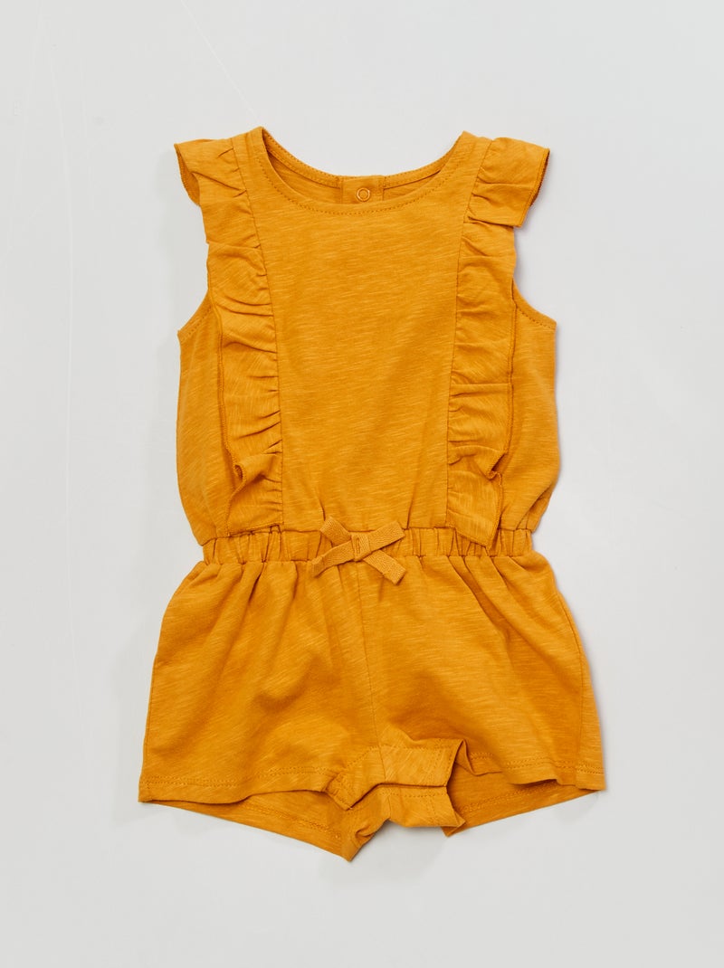 Macacão-calção com folhos em jersey AMARELO - Kiabi
