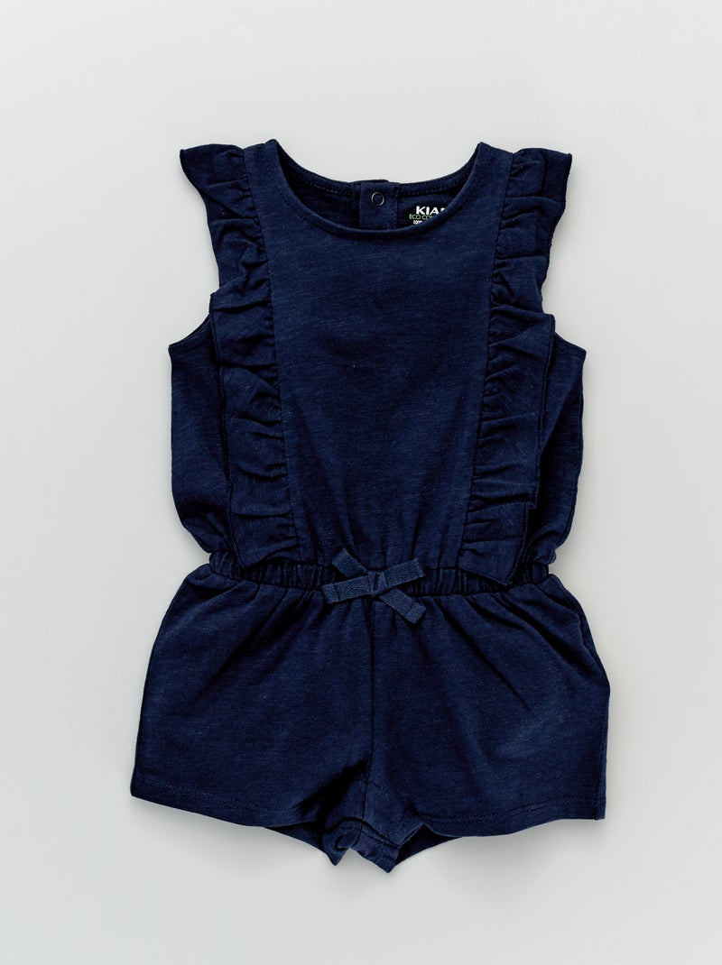 Macacão-calção com folhos em jersey AZUL - Kiabi