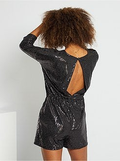 Macacão-calção com lantejoulas - Kiabi