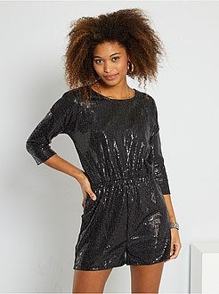 Macacão-calção com lantejoulas - Kiabi