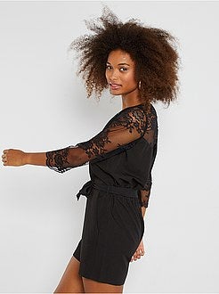 Macacão-calção com renda - Kiabi