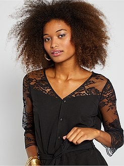 Macacão-calção com renda - Kiabi