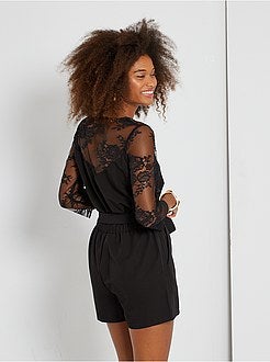 Macacão-calção com renda - Kiabi