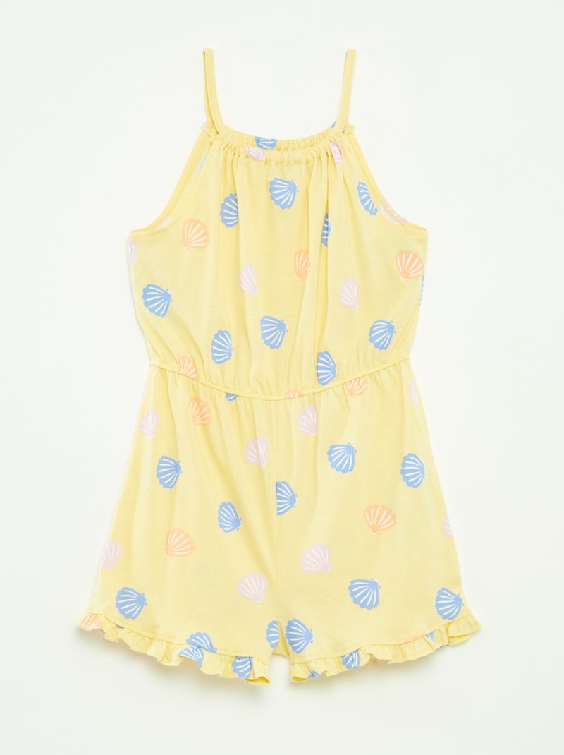 Macacão-calção de alças com estampado AMARELO - Kiabi