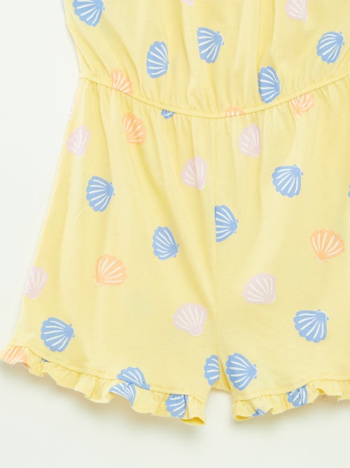 Macacão-calção de alças com estampado - Kiabi