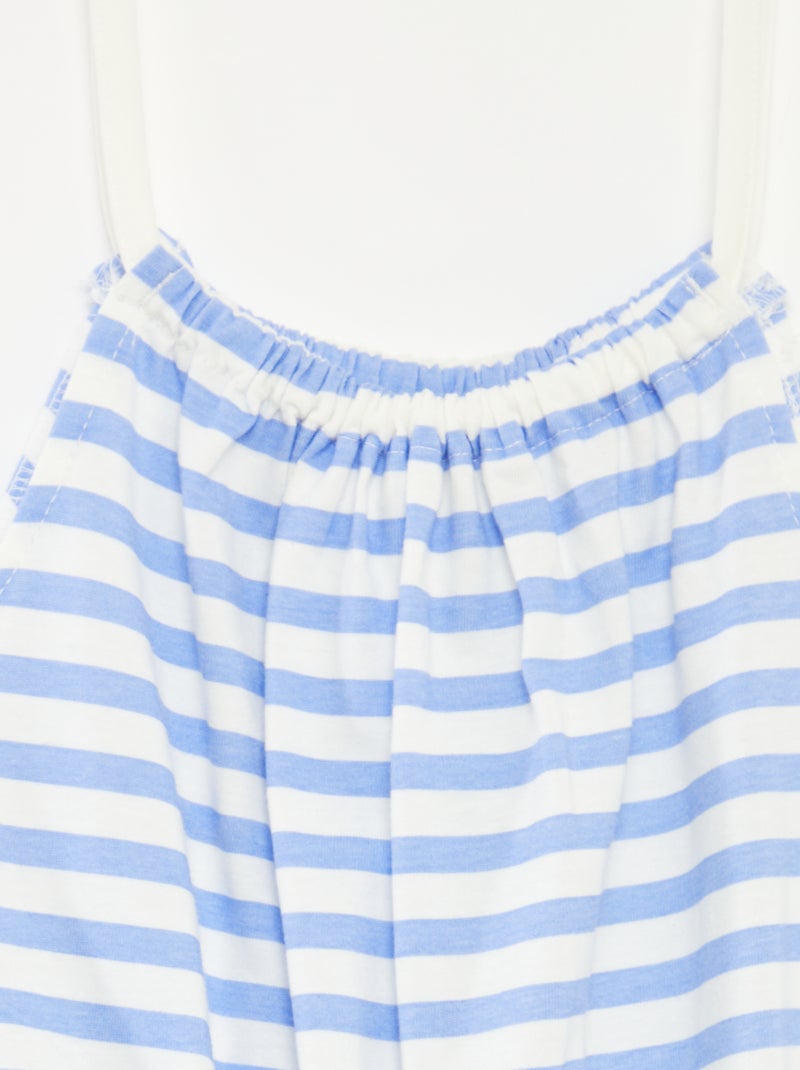 Macacão-calção de alças com estampado AZUL - Kiabi