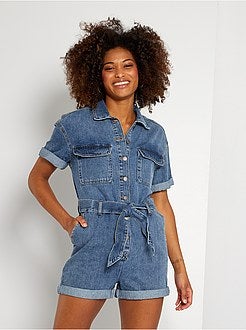 Macacão-calção de ganga de conceção ecológica - Kiabi